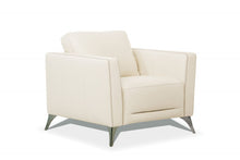 Load image into Gallery viewer, Genuine Leather And Black Arm Chair 35" - Cream