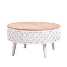 Load image into Gallery viewer, Round Coffee Table With Storage - White / Light Oak
