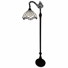 Load image into Gallery viewer, Traditional Shaped Floor Lamp With White Tiffany Glass Bowl Shade - Brown