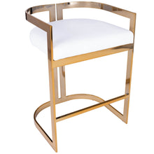 Load image into Gallery viewer, Iron Low Back Counter Height Bar Chair - White / Gold