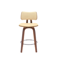 Load image into Gallery viewer, Faux Leather Swivel Low Back Counter Height Bar Chair - Cream And Wood Brown