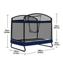 Load image into Gallery viewer, Outdoor Square Trampoline For Kids And Adults With Protective Net And Swing 4 X 6Ft - Black / Blue