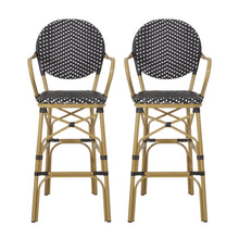 Load image into Gallery viewer, Outdoor Wicker And Aluminum French Barstools (Set of 2)
