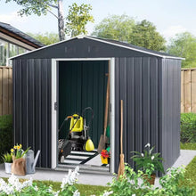 Load image into Gallery viewer, Outdoor Metal Storage Shed With Floor Base