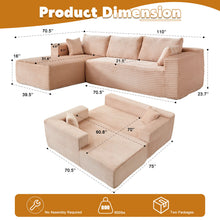Load image into Gallery viewer, Compression Sectional Couch With Comfy Chaise, Boneless L Shape Sofa With Deep Seat