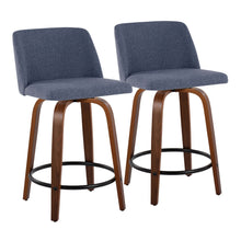 Load image into Gallery viewer, Toriano - Mid Century Modern, Fixed Height Counter Stool & Swivel And Round Footrest (Set of 2)