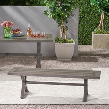 Load image into Gallery viewer, Modern Aluminum Outdoor Dining Bench With X Base - Dark Gray