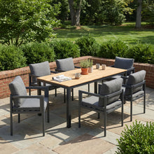Load image into Gallery viewer, 7 Piece Outdoor Dining Set With Table And 6 Chairs - Black / Gray / Teak