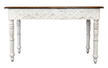 Load image into Gallery viewer, Solid Wood Distressed Console Table - Natural And White