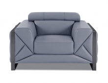 Load image into Gallery viewer, Mod Leather And Chrome Deco Accent Chair - Slate Blue