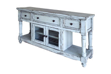 Load image into Gallery viewer, Wood Open Shelving Distressed TV Stand - Blue