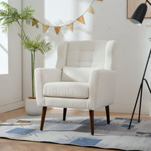 Load image into Gallery viewer, Modern Accent Chair, Arm Chairs For Living Room, Upholstered Mordern Armchair, Comfy Soft Padded Lounge Chair In Small Space, Bedroom, With Pillow, Solid Wood Leg