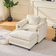 Load image into Gallery viewer, Accent Chair With Ottoman - Beige