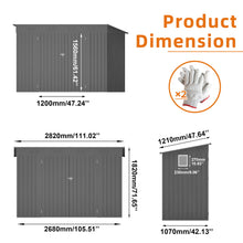 Load image into Gallery viewer, Outdoor Storage Shed, Tool House With Sloping Roof, 6 Vents And 2 Swing Doors For Backyard - Gray