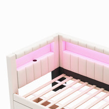 Load image into Gallery viewer, Upholstered Platform Bed With USB Ports And LED Belt
