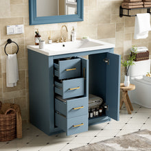 Load image into Gallery viewer, Ceramic Sink Combo, Freestanding Vanity Set With 3 Drawers & Soft Closing Doors