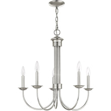 Load image into Gallery viewer, 24" Five Light Metal Dimmable Chandelier With Shades - Nickel