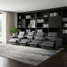 Load image into Gallery viewer, Top Grain Leather Reclining Metal USB Sofa (720348) - Dark Gray