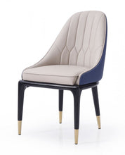 Load image into Gallery viewer, Tufted And Upholstered Faux Leather Dining Side Chair - Beige / Blue