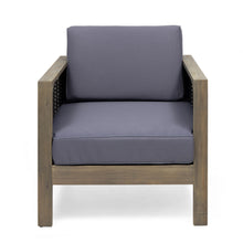 Load image into Gallery viewer, Outdoor Acacia Wood Club Chair With Wicker Accents
