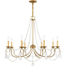 Load image into Gallery viewer, 28" Eight Light Dimmable Chandelier With Shades - Antiqued Gold