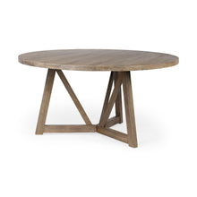 Load image into Gallery viewer, 60" Rounded Solid Wood Pedestal Base Dining Room Table - Brown