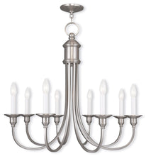 Load image into Gallery viewer, 27" Eight Light Dimmable Chandelier With Shades - Nickel