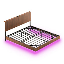Load image into Gallery viewer, Floating Bedstead With Charging Station And LED Lights