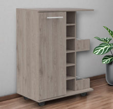 Load image into Gallery viewer, Rolling Dining Room Bar Cart With Wine Storage - Light Gray