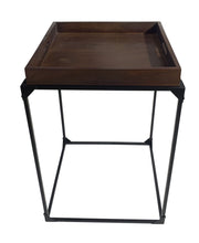 Load image into Gallery viewer, 29" Solid Wood And Iron Square Frame End Table - Brown