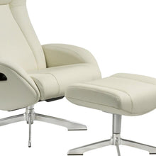 Load image into Gallery viewer, Tufted Genuine Leather Manual Swivel Recliner With Ottoman (730566) - White