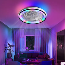 Load image into Gallery viewer, RGB Dimmable LED Bladeless Ceiling Fan With Remote Control, Flush Mount - White