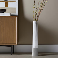 Load image into Gallery viewer, Faux Marble Tapered Floor Vase - White