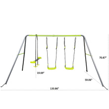 Load image into Gallery viewer, Xns081 Interesting Swingset With Plastic Safe Swing Set 440Lbs For Outdoor Playground For Age 3+ With Face To Face Without Tee - Lime Green