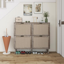 Load image into Gallery viewer, 4 Door Shoe Rack, Freestanding Modern Shoe Storage Cabinet