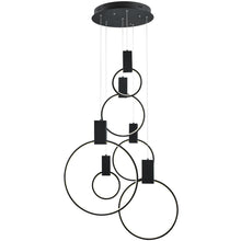 Load image into Gallery viewer, Geometric Six Light Metal LED Dimmable Chandelier - Black