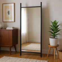 Load image into Gallery viewer, 71" Solid Wood Ladder Leaning Framed Full Length Mirror - Black