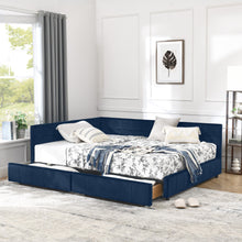 Load image into Gallery viewer, Mid-Century Storage Upholstered Tufted Bed Frame With Backrest And Armrests