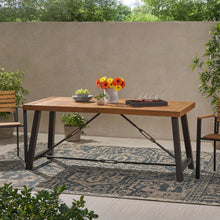 Load image into Gallery viewer, Outdoor Dining Table With Slat Wooden Panel And Turnbuckle Accents - Teak