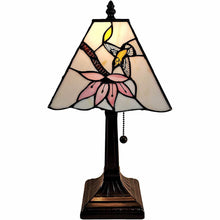 Load image into Gallery viewer, Candlestick Table Lamp With Ivory And Red Birds Novelty Shade - Dark Brown