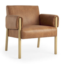 Load image into Gallery viewer, Faux Leather And Solid Wood Arm Chair - Brown