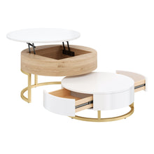 Load image into Gallery viewer, Modern Round Lift-Top Nesting Coffee Tables With 2 Drawers
