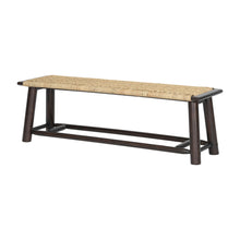 Load image into Gallery viewer, Farmhouse Modern Solid Wood Rattan Bench Multi Functional Design 59" Indoor & Covered Outdoor Bench - Walnut