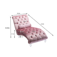 Load image into Gallery viewer, Velvet Chaise Lounge Indoor, Button Tufted Upholstered Chaise Lounge Chair With Pillow