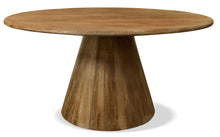 Load image into Gallery viewer, 60" Rounded Solid Wood Pedestal Base Dining Table - Brown