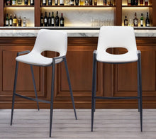 Load image into Gallery viewer, 30" Faux Leather And Steel Low Back Bar Height Bar Chairs (Set of 2) - White / Black