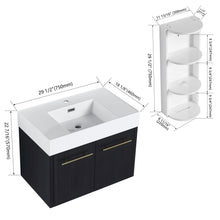 Load image into Gallery viewer, Modern Wall Mounted Bathroom Vanity With Thick Edge Resin Sink And Storage Rack