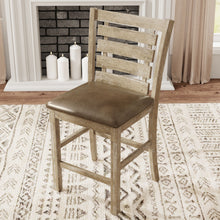 Load image into Gallery viewer, Dining Counter Height Chairs Modern Farmhouse Rustic Look Distressed Design Ladderback Solid Wood (Set of 2) - Grayish Brown