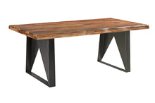 Load image into Gallery viewer, 80" Solid Wood And Iron Live Edge Dining Table - Brown