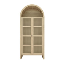 Load image into Gallery viewer, Tall Arched Kitchen Pantry, Modern Farmhouse Wood Kitchen Storage Cabinets, Arched Storage Display Cabinet With Adjustable Shelves, Versatile Cupboard For Kitchen, Dining Room - Natural